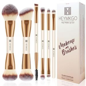 Hemkgo 6Pcs Double-ended Professional Face Brush Tools Set  for Blending